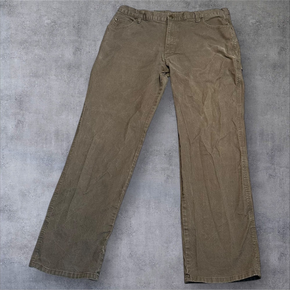 Dickies Work Pants Khaki Tan Canvas Relaxed Fit Straight Leg Mens 36x34